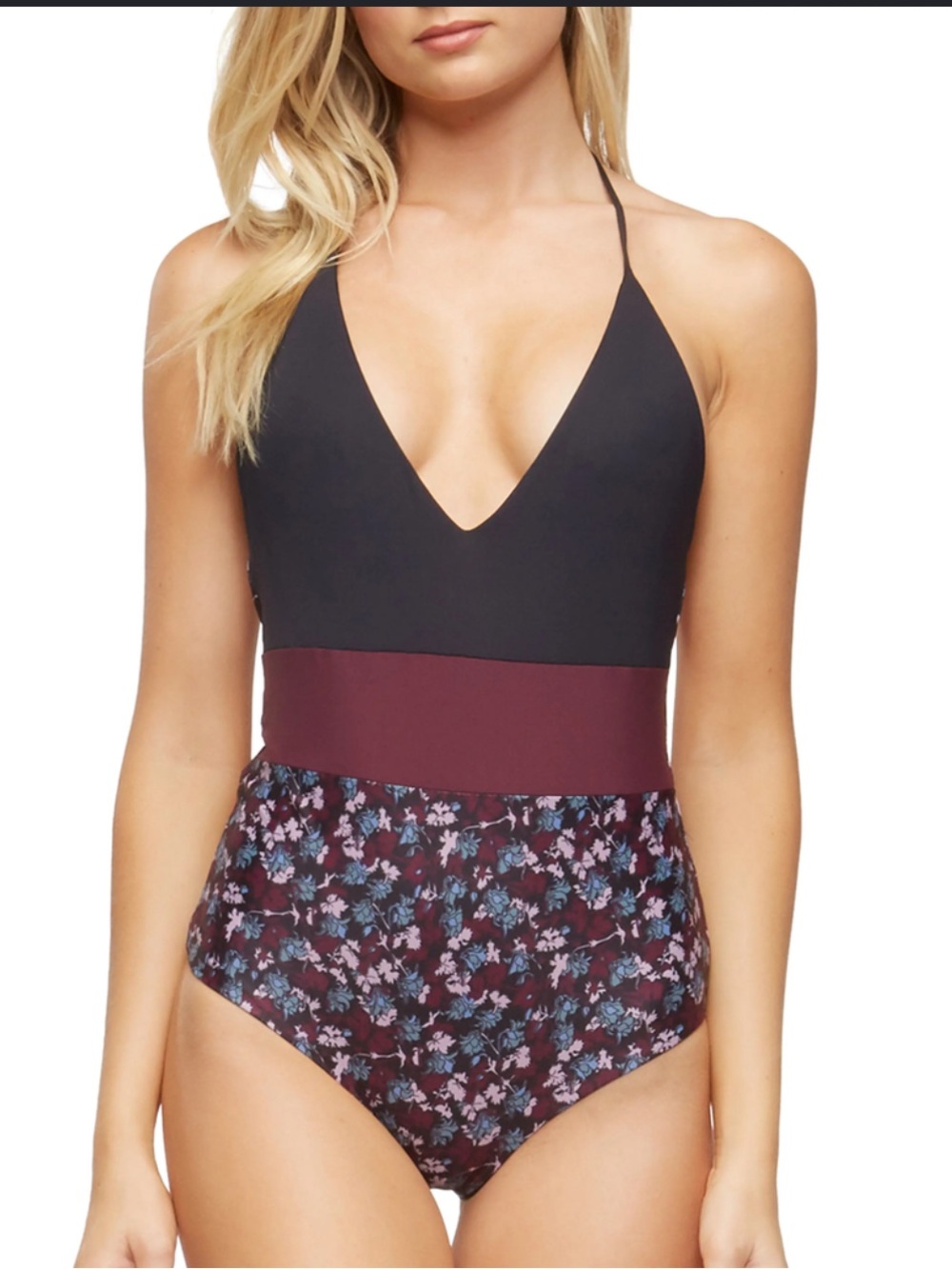 Tavik Swimwear Color Block Floral Chase Reversible One Piece Swimsuit Sz XS NWT